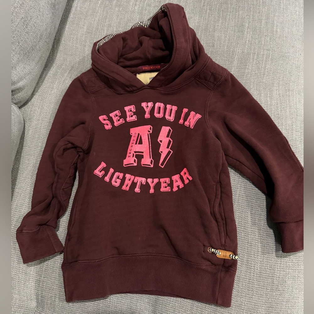 Scotch Shrunk Burgundy Hoodie with Pink Graphic